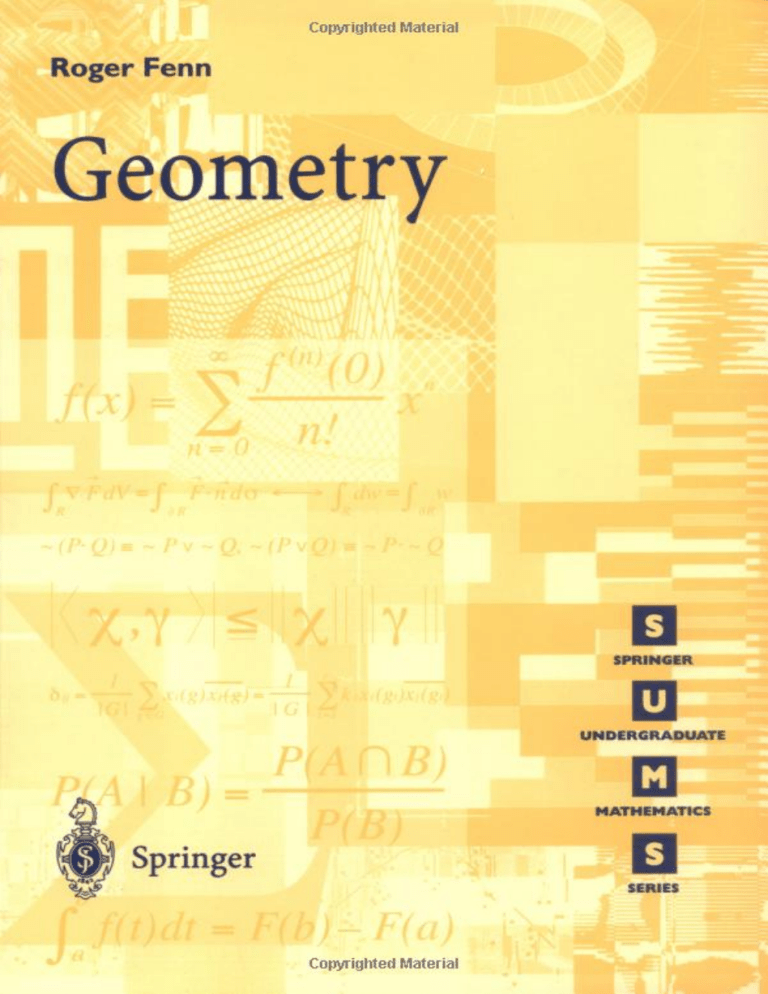Geometry by Roger Fenn | Springer Undergraduate Mathematics Series
