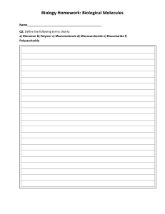 Biology Homework: Biological Molecules - Carbohydrates & Bonds
