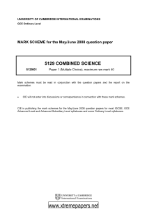 Combined Science O Level Mark Scheme May/June 2008