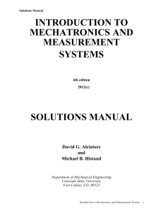 Solutions Manual: Introduction to Mechatronics and Measurement Systems 4th Ed.
