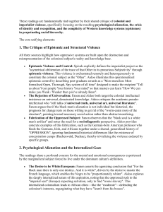 Colonial Violence: Psychological Alienation & Epistemic Critique