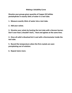 Solubility Curve Lab: Copper (II) Sulfate