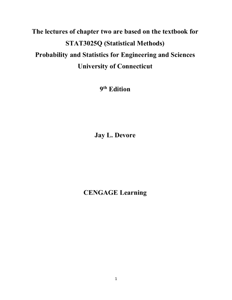 Probability & Statistics: Chapter 2 Lecture Notes - STAT3025Q