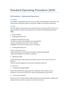 SOP for Maintenance Shift Handover