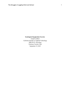 Work-School Balance: A Sociological Imagination Essay