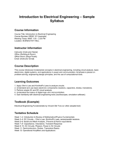 Intro to Electrical Engineering Syllabus - EENG 101