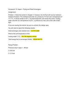 Aspen Simulation: Heat Exchanger & Piping Homework