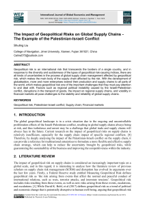 Geopolitical Risks & Supply Chains: Palestinian-Israeli Conflict