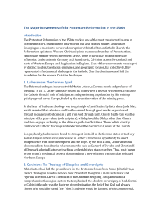 Protestant Reformation: Lutheran, Calvinist, Anglican Movements