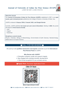 JUAPS: Call for Reviewers - Pure Science Journal