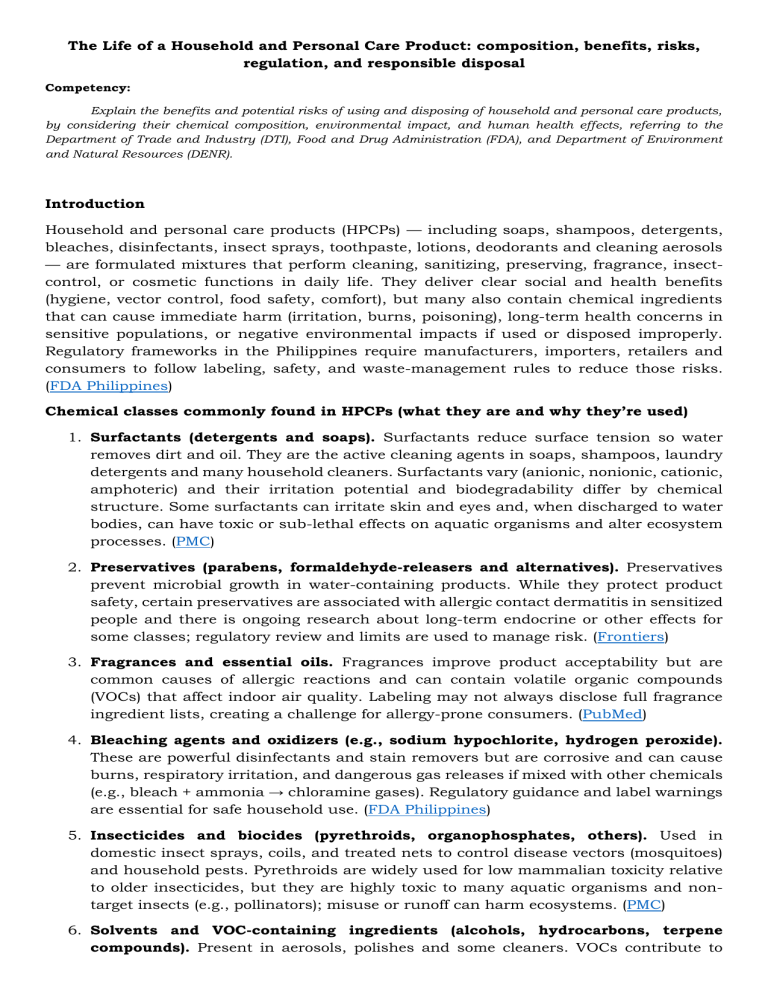 Household & Personal Care Products: Risks & Regulations