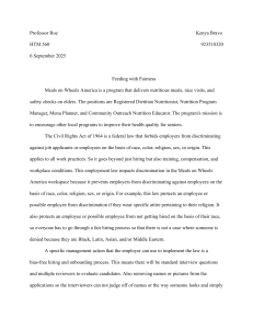 Civil Rights Act & Meals on Wheels: Fair Employment