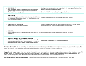 Teacher Observation Report: Geography Lesson Effectiveness