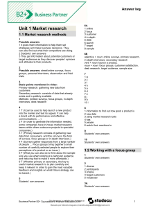 Market Research Methods Answer Key | Business Partner B2+ Unit 1