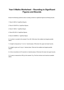 Year 8 Maths Worksheet: Rounding to Significant Figures & Bounds