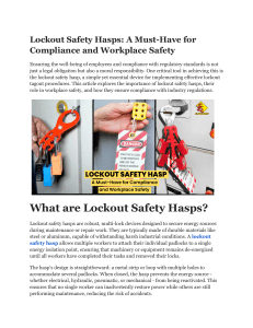 Lockout Safety Hasps: Compliance & Workplace Safety