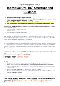 IB English IO Structure & Guidance: Language & Literature Oral Exam
