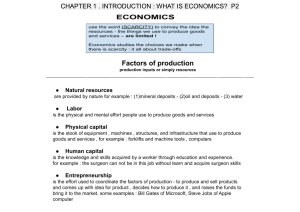 Introduction to Economics: Scarcity, Factors of Production, and Graphs