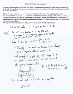 Math 1365 Homework 9: Proving Set Cardinality with Bijection