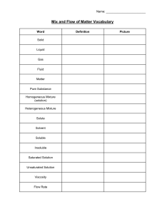 Mix and Flow of Matter Vocabulary Worksheet | Science Terms