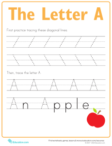 Letter A Tracing Worksheet for Kids