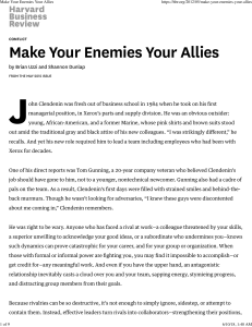 Turn Enemies into Allies: Workplace Conflict Resolution