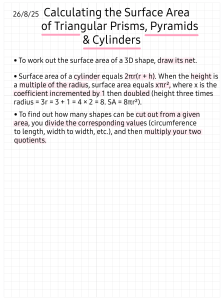 Calculating Surface Area: Triangular Prisms, Pyramids & Cylinders