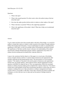 People Analytics Article Analysis: Research Question & Thesis