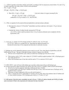 Chemistry Stoichiometry & Gas Laws Problem Set | High School