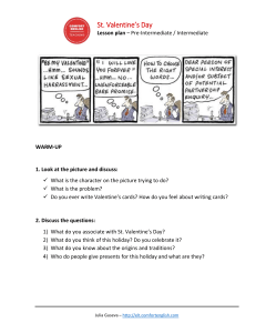 St. Valentine's Day ESL Lesson Plan (Pre-Intermediate/Intermediate)