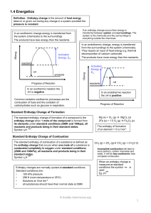 Energetics: Enthalpy Changes & Calorimetry