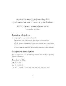 OS Concurrency Homework: Stallings' Exercises & C Programming