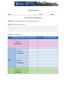 Opinion Essay Structure Worksheet