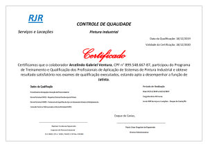 Certificado de Qualifica&ccedil;&atilde;o em Pintura Industrial - Arcelindo Ventura