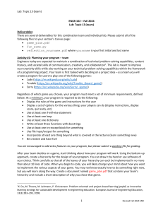 ENGR 102 Team Programming Lab: Game Development & Reflection