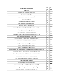 UNT Student Experience Survey: College Life & Well-being Self-Assessment
