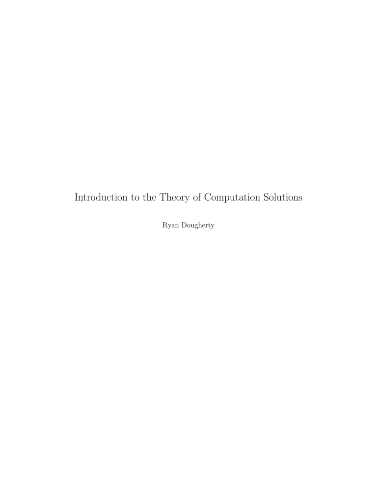 Theory of Computation Solutions Manual