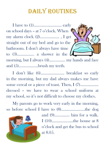 Daily Routines Worksheet for Elementary School