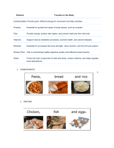 Nutrients and Their Functions: Carbohydrates, Proteins, Fats, Vitamins