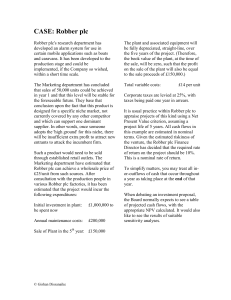 Robber plc Capital Budgeting Case Study: NPV & Sensitivity Analysis
