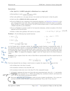 ENME 403 Automatic Control Homework 08: Nyquist, PID Design