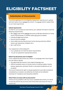 Physiotherapy Eligibility Assessment: Document Submission Guide 2024