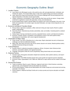 Economic Geography Outline: Brazil - Location, Economy, Culture & History