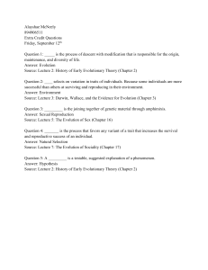 Evolution Extra Credit Questions