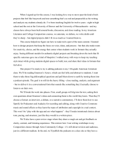 Podcast Project in American Literature: Emerson's Nature