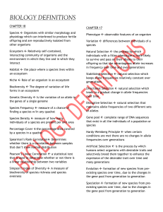 Biology Definitions: Ecology, Evolution, Genetics