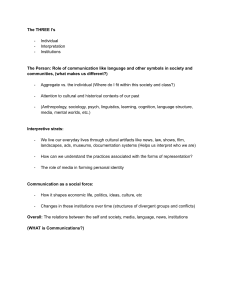 Understanding Communications: Individual, Interpretation, Institutions