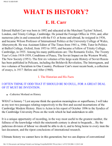 What is History? E. H. Carr on Historians, Facts, and Interpretation