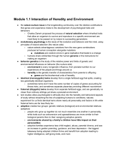 Heredity and Environment: Nature vs. Nurture
