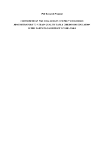 PhD Research Proposal: Early Childhood Education Administrators in Batticaloa